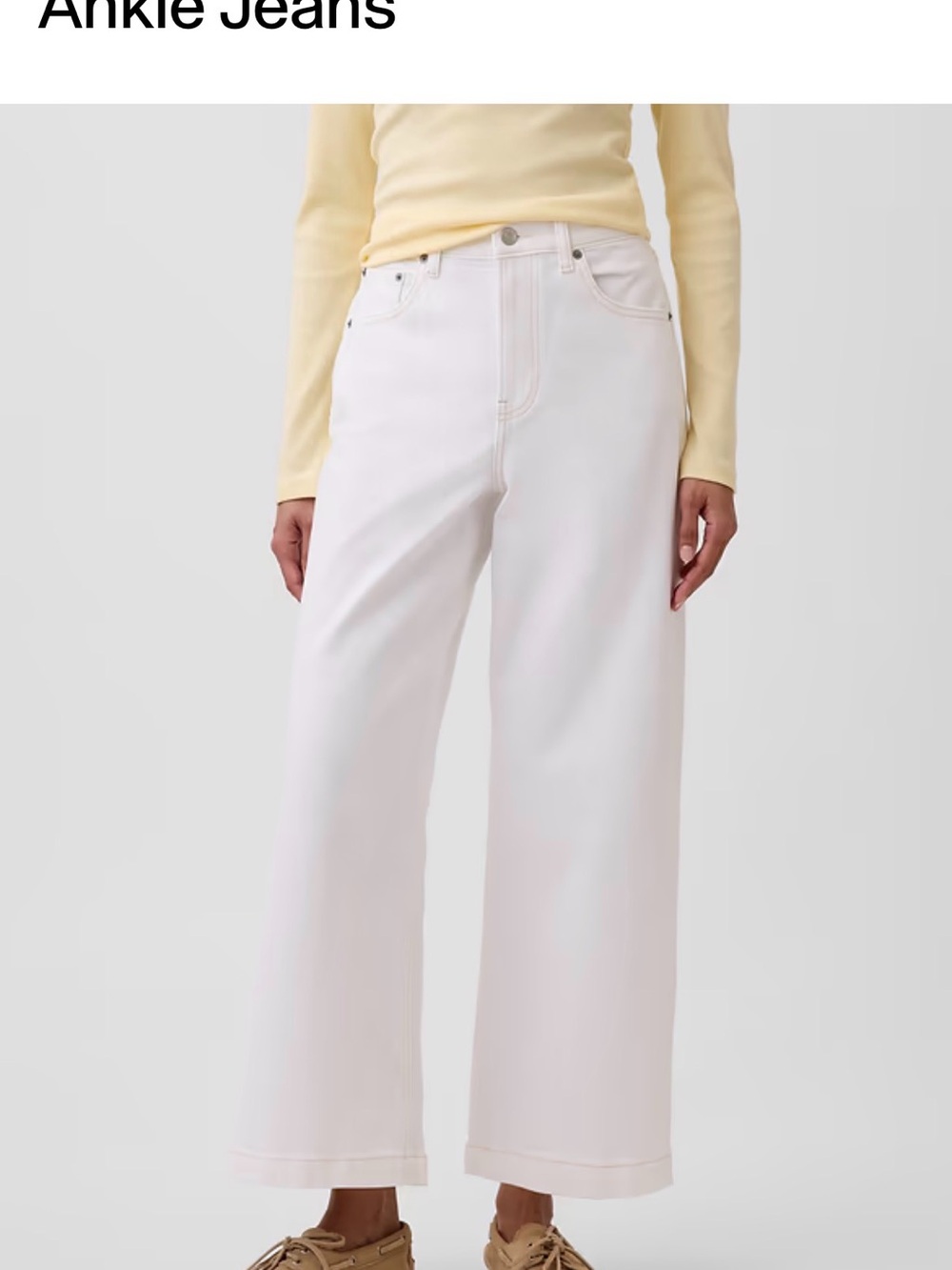 GAP White High Rise Stride Ankle Jeans - Picture 2 of 4